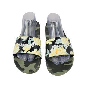 Victorias Secret Pink Womens XL 10-11 Camo Floral Single Strap Slide Flip Flop